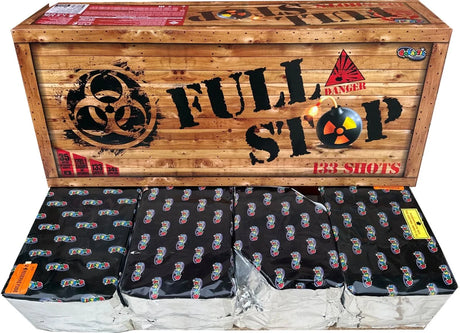 Full Stop 133-shot fanned F3 compound firework by Galactic Fireworks