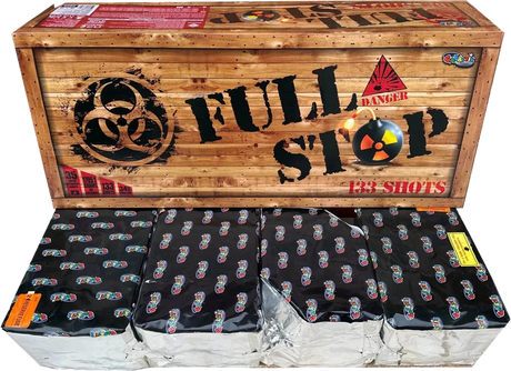 Full Stop 133-shot fanned F3 compound firework by Galactic Fireworks