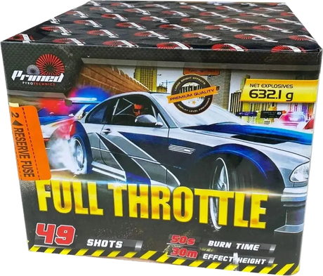 Full Throttle 49-shot F3 cake firework by Primed Pyrotechnics