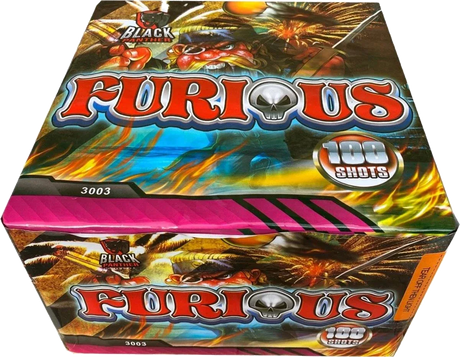 Furious 100-shot F2 cake firework by Black Panther