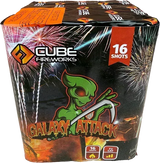 Galaxy Attack 16-shot cake firework by Cube Fireworks