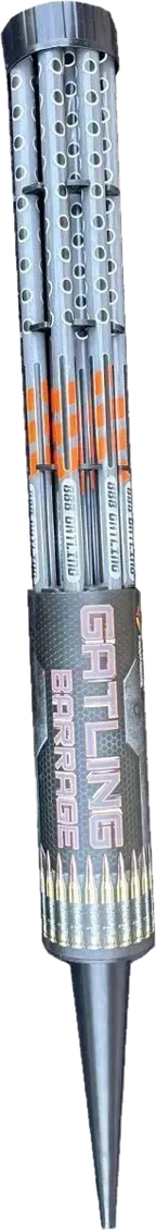 Gatling Barrage by Cube, 300-shot F2 candle battery, 92cm. Stake it, don't hold it.