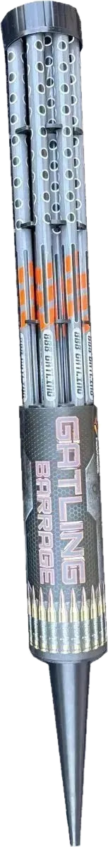 Gatling Barrage by Cube, 300-shot F2 candle battery, 92cm. Stake it, don't hold it.