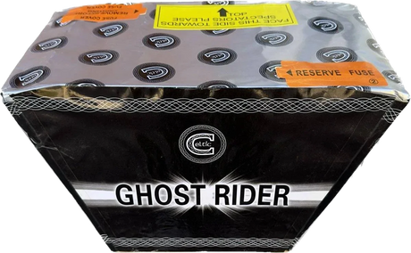 Ghost Rider 25-shot fanned F2 dump cake firework by Celtic