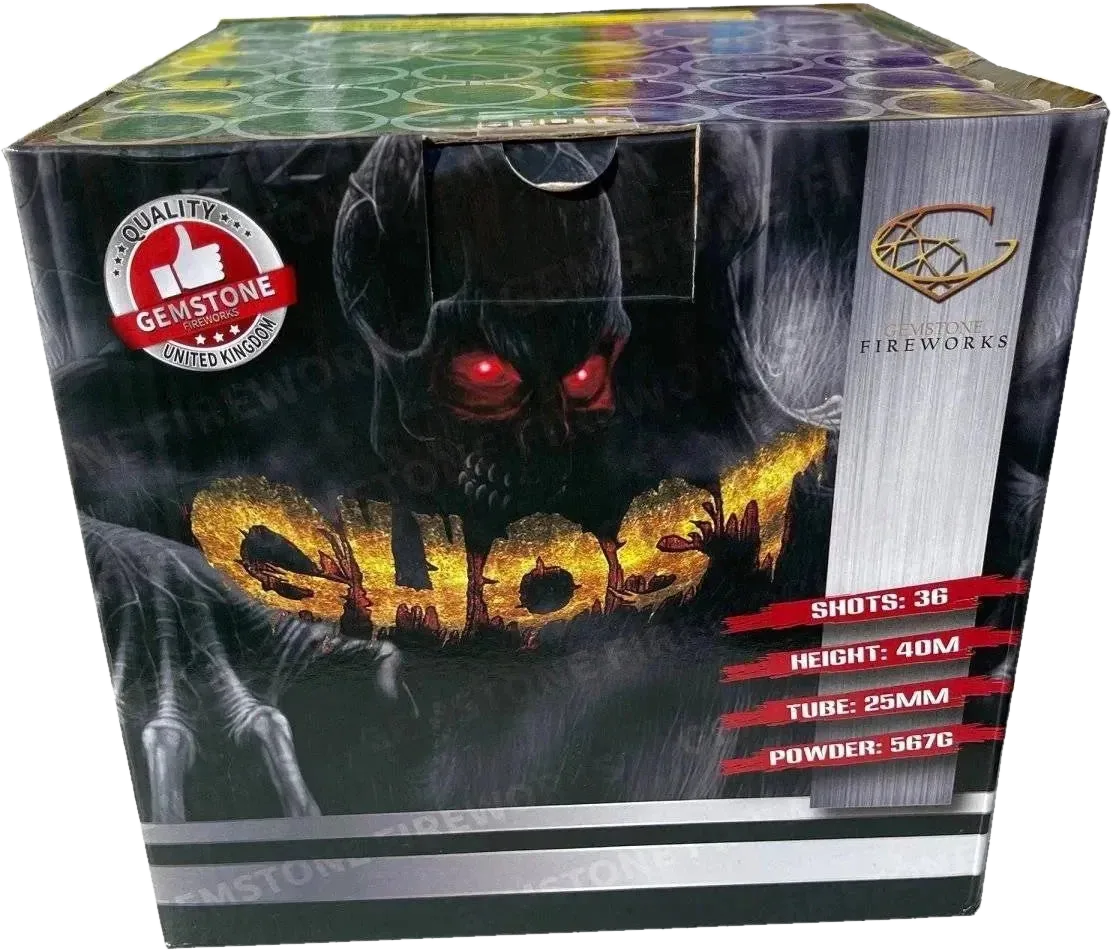 Ghost 36-shot F3 cake firework by Gemstone