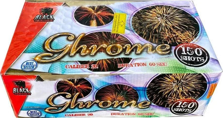 Ghrome 150-shot fanned F3 cake firework by Black Panther