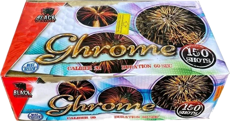 Ghrome 150-shot fanned F3 cake firework by Black Panther
