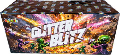 Glitter Blitz 88-shot F3 cake firework by Galactic Fireworks