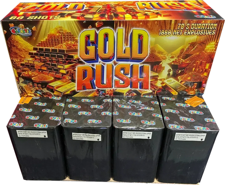 Gold Rush 80-shot F3 compound firework by Galactic Fireworks
