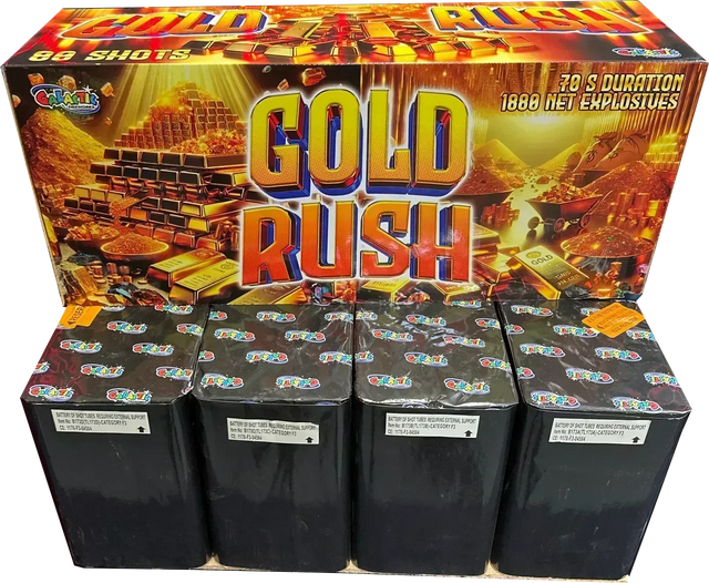Gold Rush 80-shot F3 compound firework by Galactic Fireworks