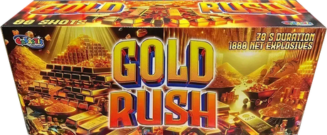 Gold Rush and Vivid compound firework barrage bundle by Galactic Fireworks