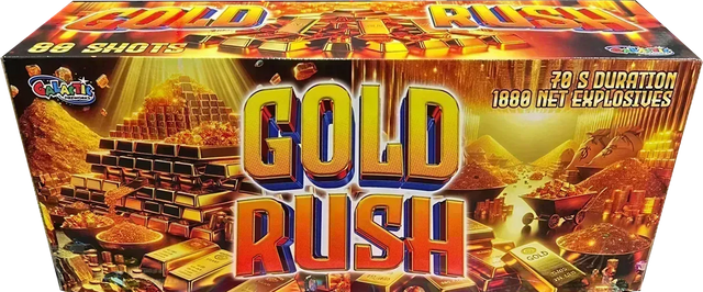 Gold Rush and Vivid compound firework barrage bundle by Galactic Fireworks