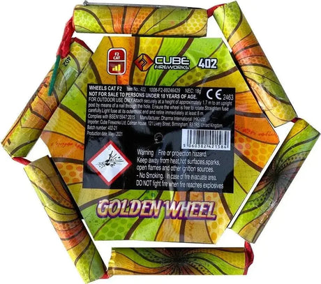 Golden Wheel 6-motor catherine wheel firework by Cube Fireworks
