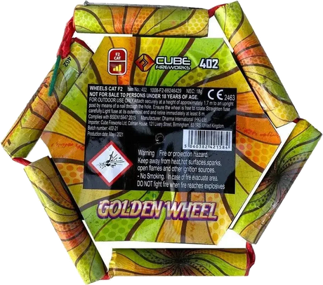 Golden Wheel 6-motor catherine wheel firework by Cube Fireworks