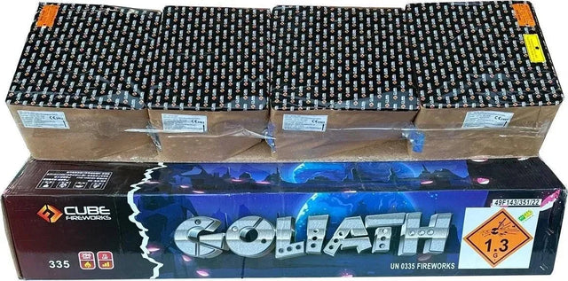 Goliath 296-shot fanned F3 compound firework by Cube Fireworks