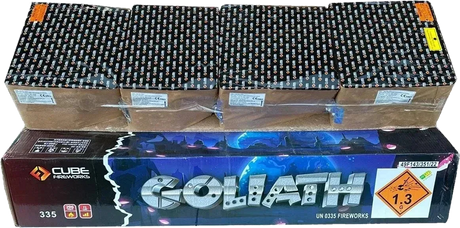 Goliath 296-shot fanned F3 compound firework by Cube Fireworks