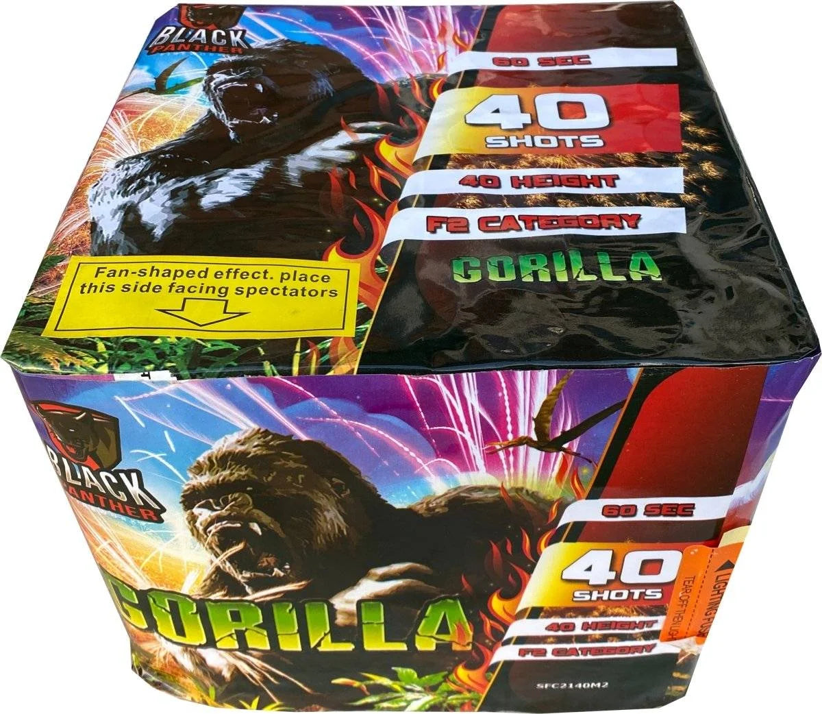 Gorilla 40-shot fanned cake firework by Black Panther