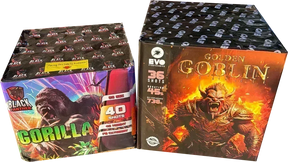 Gorilla and Golden Goblin F3 cake firework twin deal