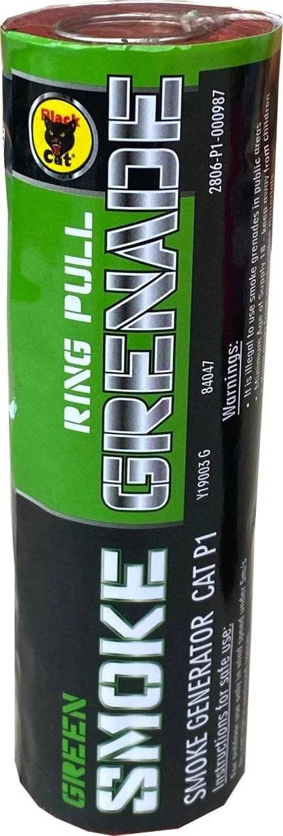 Green smoke grenade by Black Cat, pack of five