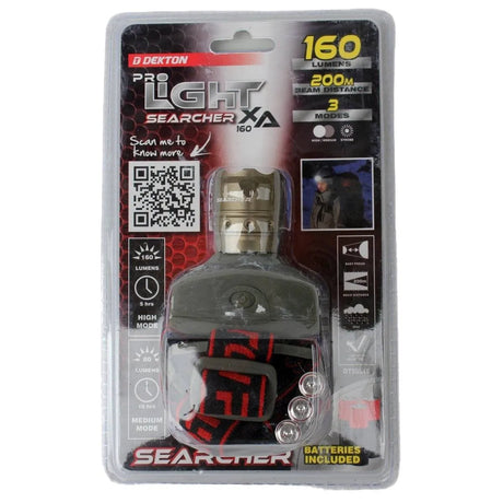 Head Torch | Lightweight LED Head Torch for Fireworks Displays with 160 lumens, 200m beam distance, 3 light modes, and adjustable head strap.