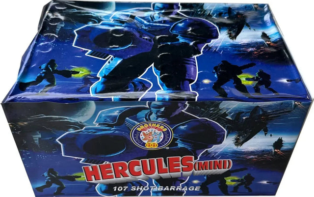 Hercules Mini 107-shot fanned F2 cake firework by Brothers Pyrotechnics