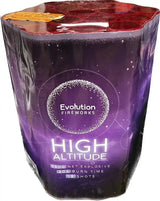 High Altitude 19-shot cake by Evolution Fireworks in purple packaging, ideal for garden celebrations and party displays.