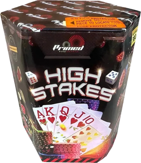 High Stakes 19-shot F3 cake firework by Primed Pyrotechnics