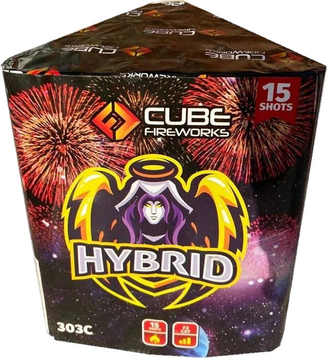 Hybrid 15-shot F2 garden cake firework by Cube Fireworks