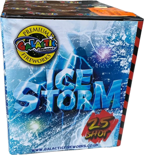Ice Storm 25-shot F2 cake firework by Galactic Fireworks
