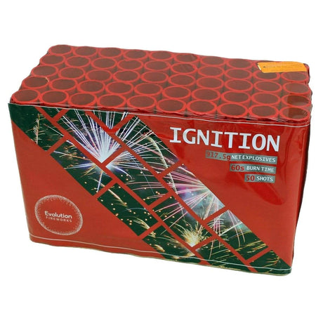 Ignition 50-shot F3 cake firework by Evo Fireworks