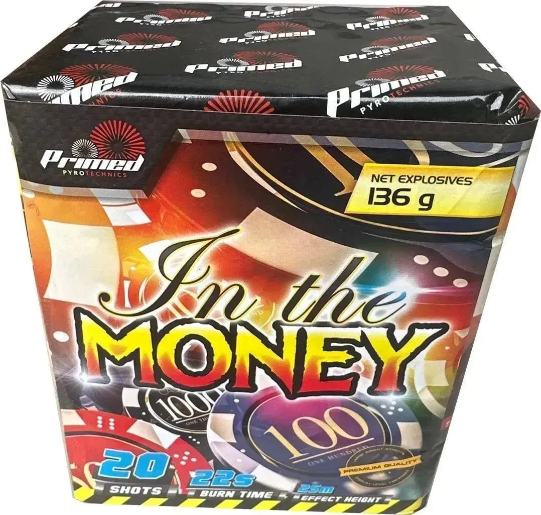 In The Money 20-shot garden firework cake by Primed Pyrotechnics