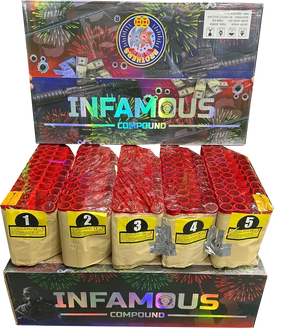 Infamous 210-shot fanned compound firework by Brothers Pyrotechnics