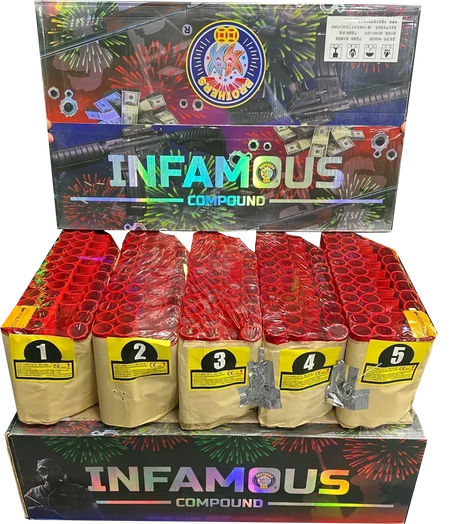 Infamous 210-shot fanned F3 compound firework by Brothers Pyrotechnics