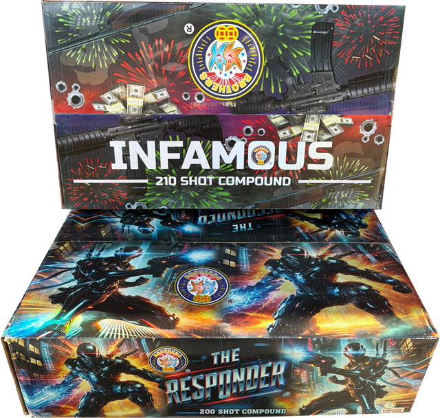 Infamous & The Responder firework bundle by Brothers Pyrotechnics
