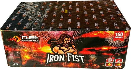 Iron Fist 160-shot single-ignition F3 cake firework by Cube Fireworks