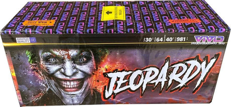 Jeopardy 64-shot fanned F3 cake firework by Vivid
