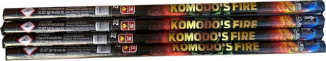 Komodo's Fire 4-pack F2 roman candles firework by Cube Fireworks