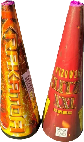 Krakatoa and Glitzy XXL 500g firework fountains twin pack.