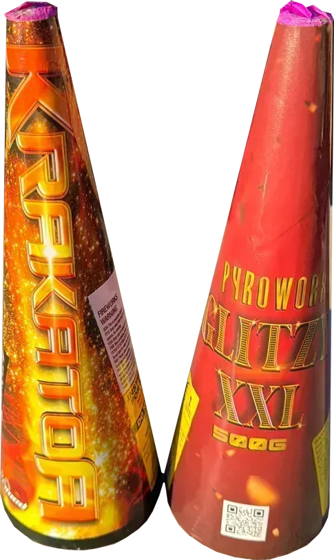 Krakatoa and Glitzy XXL 500g firework fountains twin pack.