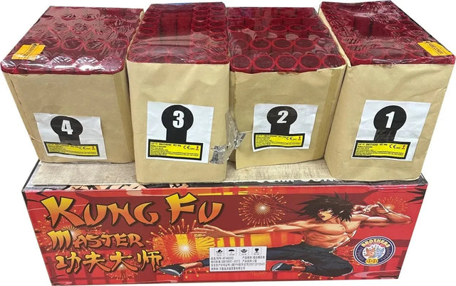 Kung Fu Master 126-shot fanned F3 compound firework by Brothers Pyrotechnics