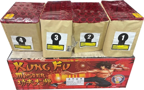 Kung Fu Master 126-shot fanned F3 compound firework by Brothers Pyrotechnics