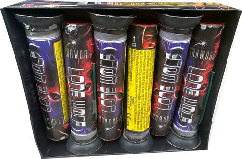 Pack of 6 Lone Wolf single shot roman candles.