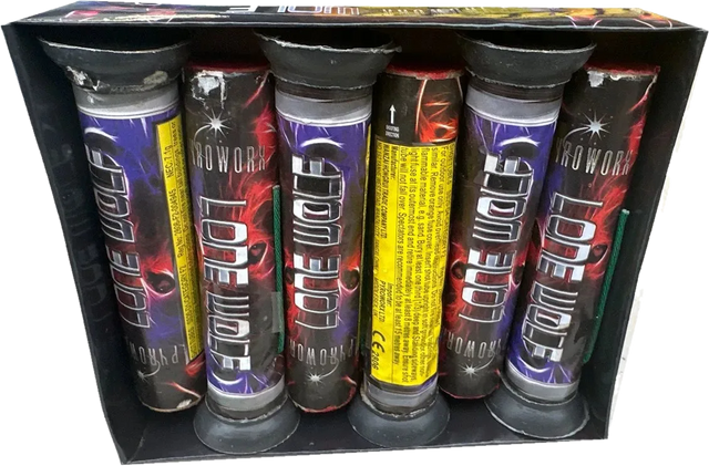 Pack of 6 Lone Wolf single shot roman candles.