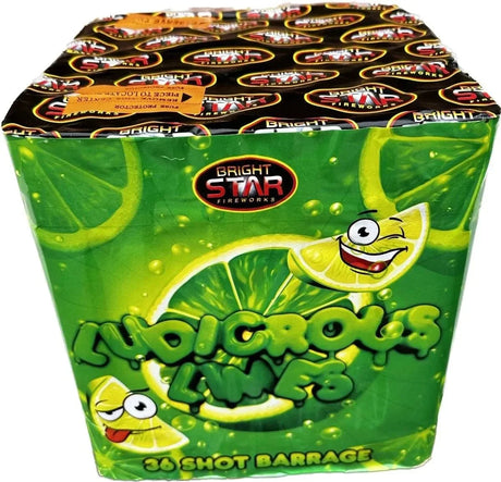 Ludicrous Limes 36-shot F3 cake firework by Bright Star