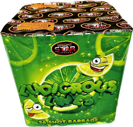 Ludicrous Limes 36-shot F3 cake firework by Bright Star