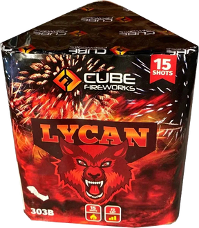 Lycan 15-shot cake firework by Cube Fireworks