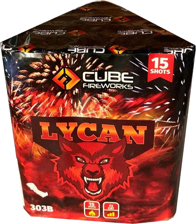 Lycan 15-shot cake firework by Cube Fireworks