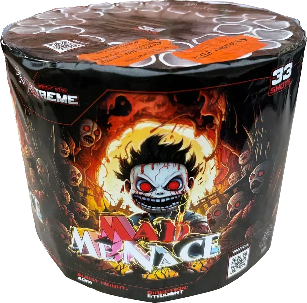 Xtreme Fireworks Mad Menace 33 shot cake.