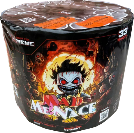 Xtreme Fireworks Mad Menace 33 shot cake.