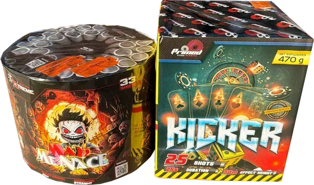 Mad Menace and Kicker firework cakes twin pack.